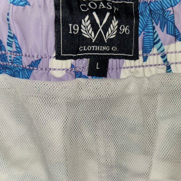 Coast Clothing Purple Tropical Palm Tree Swim Shorts Mens Size L With Mesh Linin - Picture 4 of 8